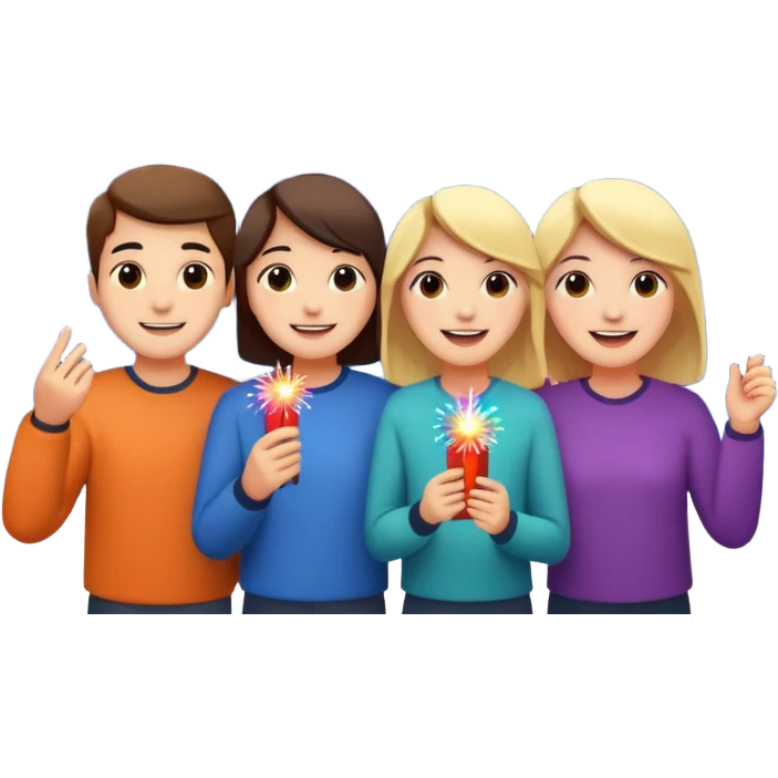 group of friends watching fireworks emoji