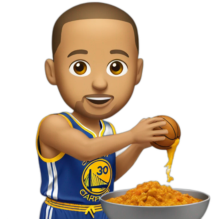 Stephen Curry qui mange du poulet curry emoji