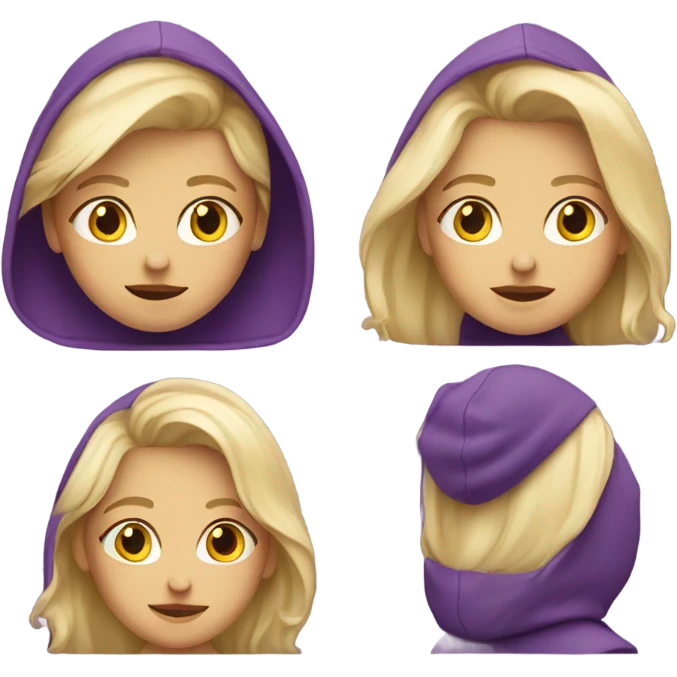 Blond girl wearing a purple hoodie  emoji