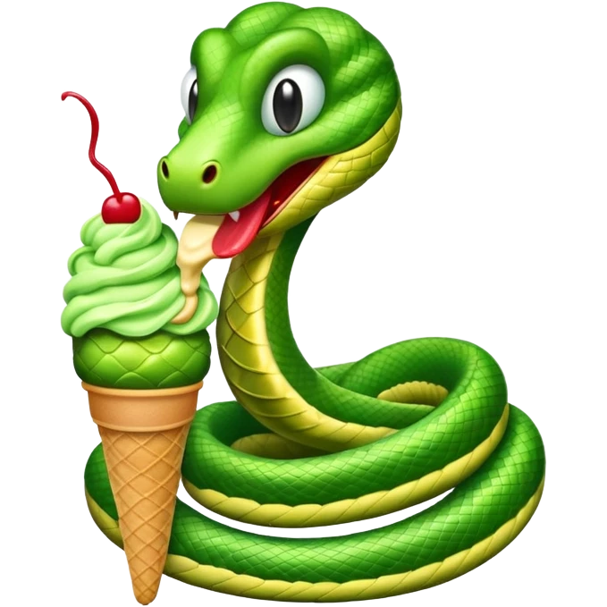 dondurma yiyen yılan emoji