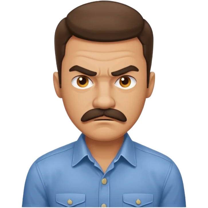 mustached angry man with shirt emoji