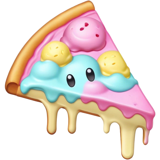 Melted neon kawaii pastel ice cream pizza slice emoji
