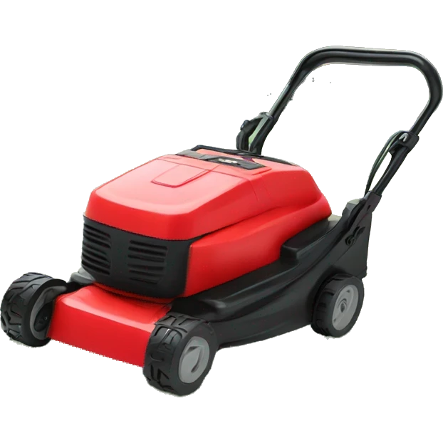 Red battery-powered lawn mower emoji