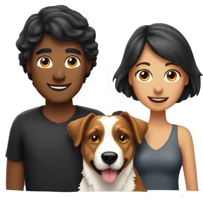 Couple with collie and rottweiler dog emoji