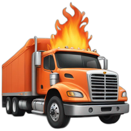 semi truck on fire emoji