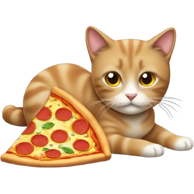 Cat eating pizza emoji