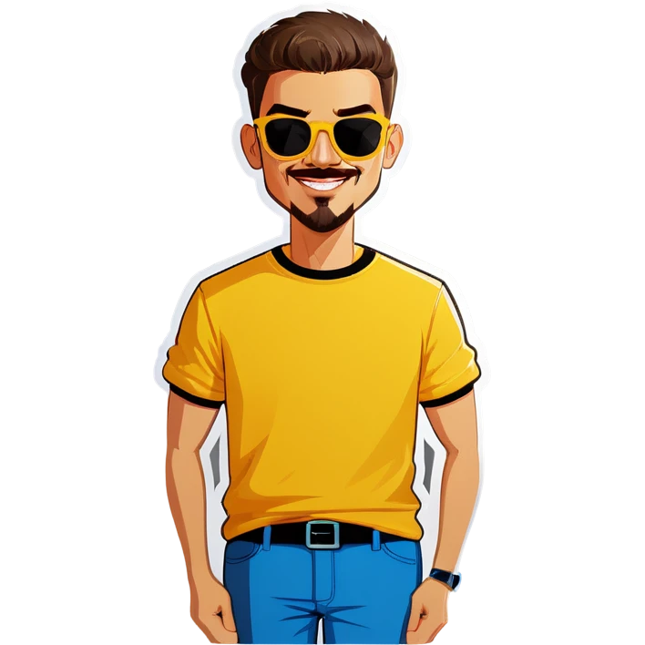 cool guy in yellow shirt emoji
