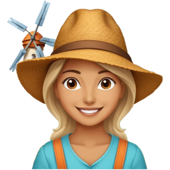 WOMAN WEARİNG ÇİFTÇİ HAT with  Windmills emoji