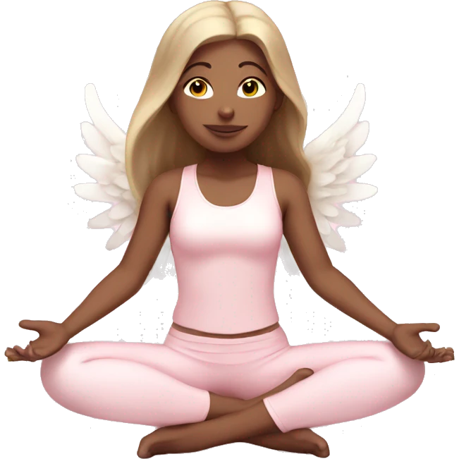 angelic yoga girl in light pink yoga outfit emoji