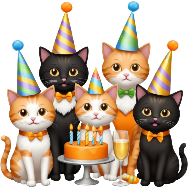 twelve cats at a birthday party emoji