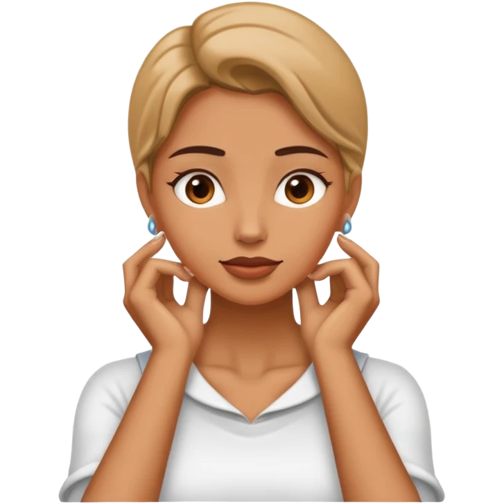 woman with to hands on neck  emoji