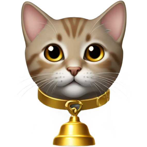 Brown kitten grey collar on with a gold bell on it  emoji