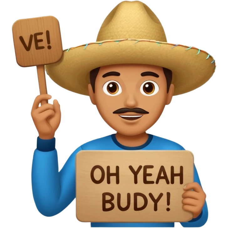mexican holding sign that says oh yeah buddy boy emoji