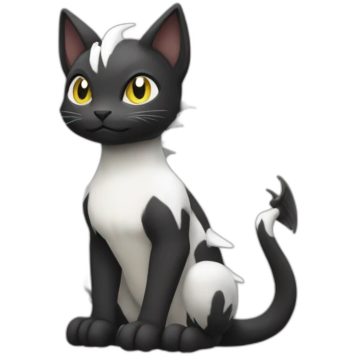 Sitting-Black-and-White-cat-dragon-type-pokemon emoji