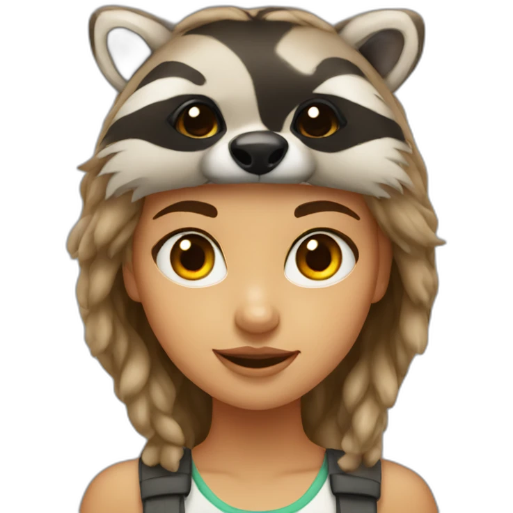 girl mixed with a racoon animal emoji