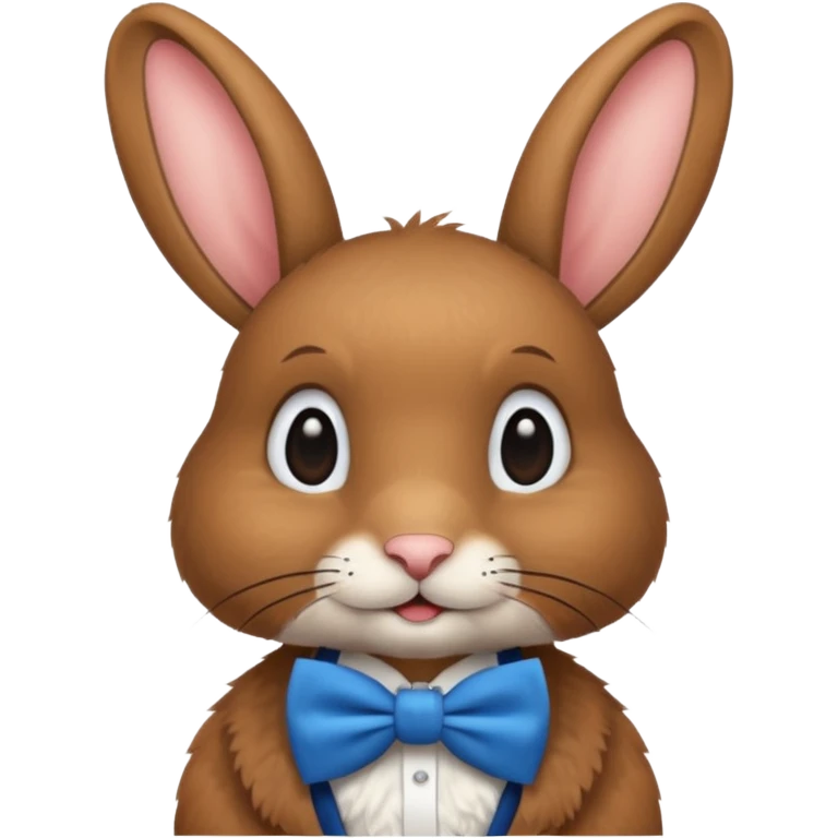 Brown rabbit with blue bow tie emoji
