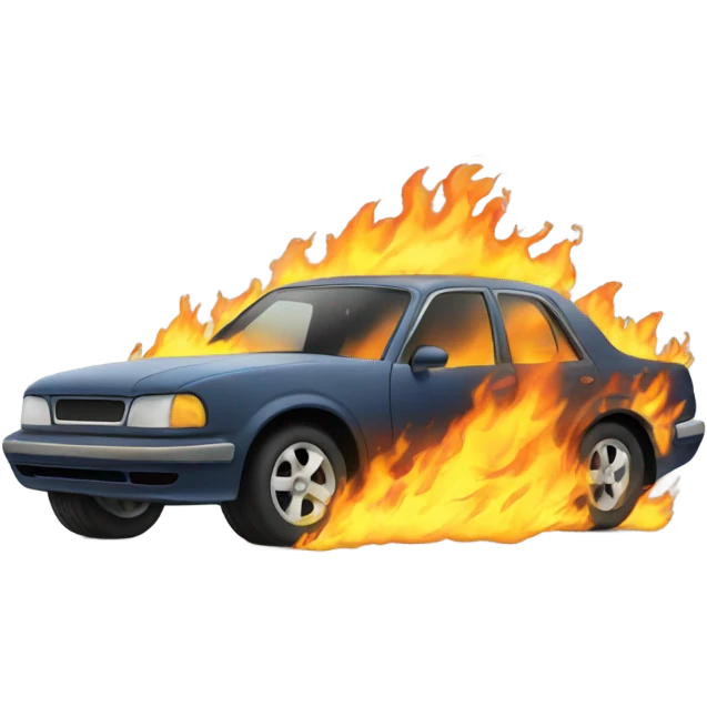 Car with fire on the tires emoji