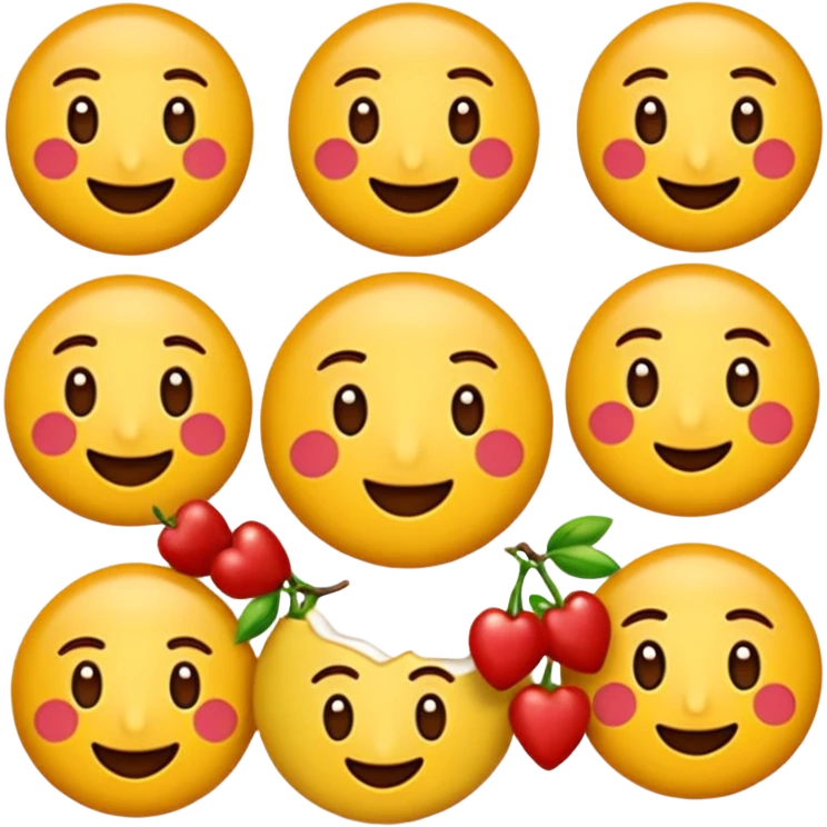 Koyu renk, dağınık dalgalı saçlı, kısa kahküllü, yuvarlak gözlüklü ve büyük kahverengi gözlü bir genç kadının yüzünü gösteren emoji tarzı illüstrasyon. Hafif bir gülümseme veya tatlı bir sırıtış ifadesi var. Cilt tonu açık. emoji