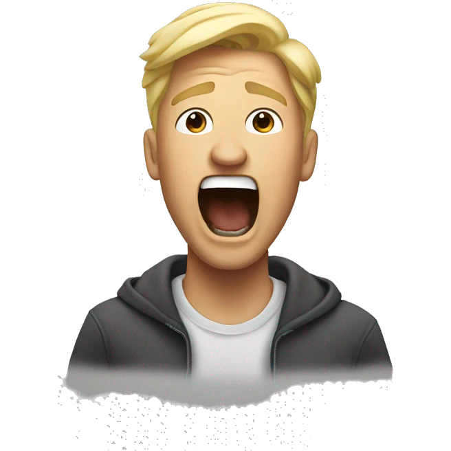 Blonde man yelling in excitement emoji