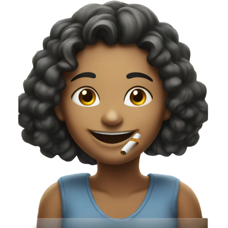 smiling girl by the window smoking emoji