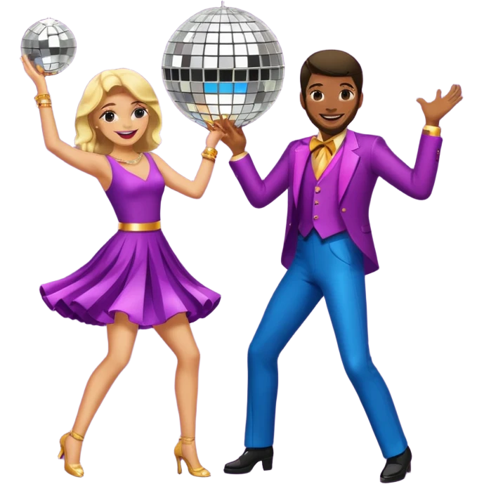 man and woman dancing under disco ball emoji