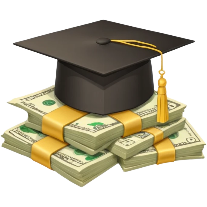 graduation hat on pile of money emoji