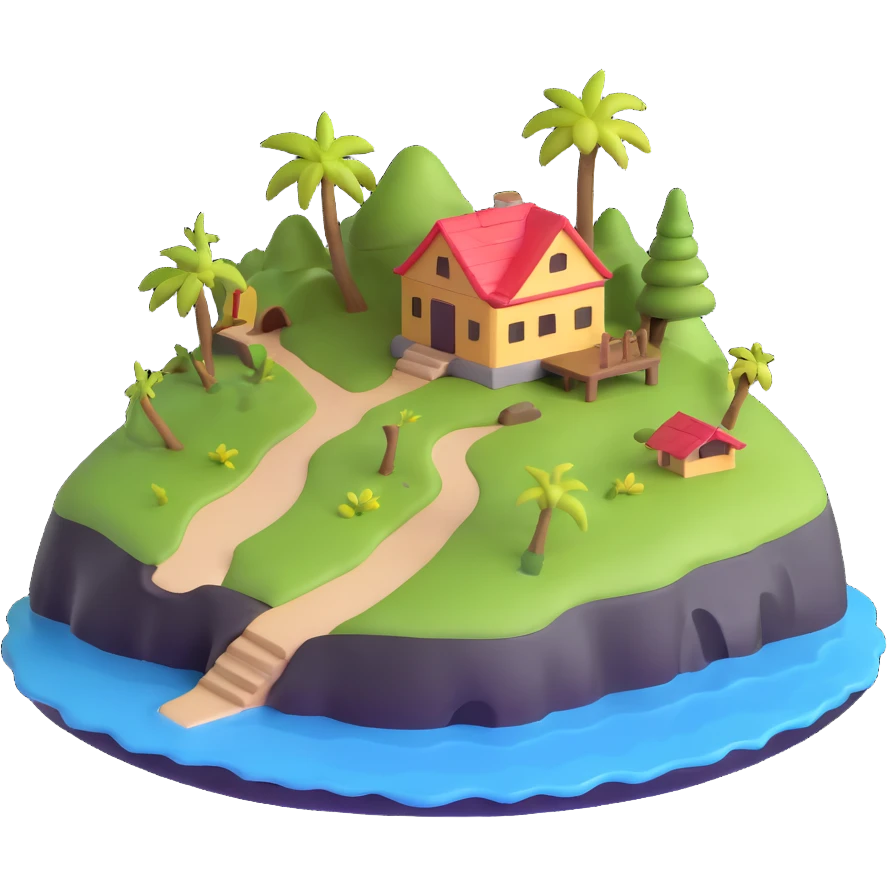 miniature island with little house emoji