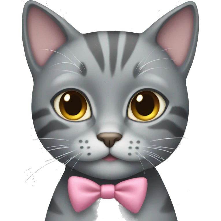 grey cat with a bow emoji