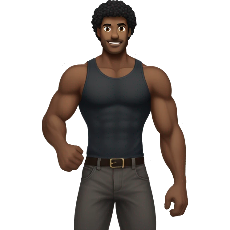homem negro com musculos do baki, com cabelo encaralocado loiro emoji