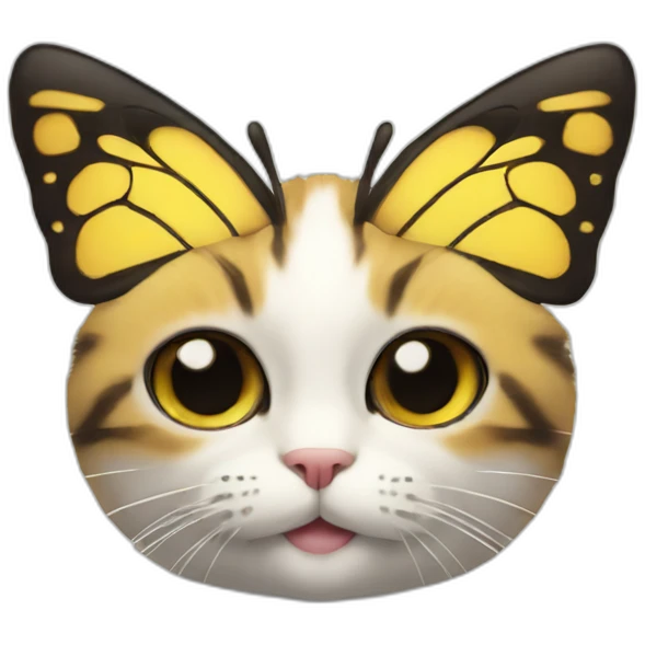 Butterfly with cat head emoji