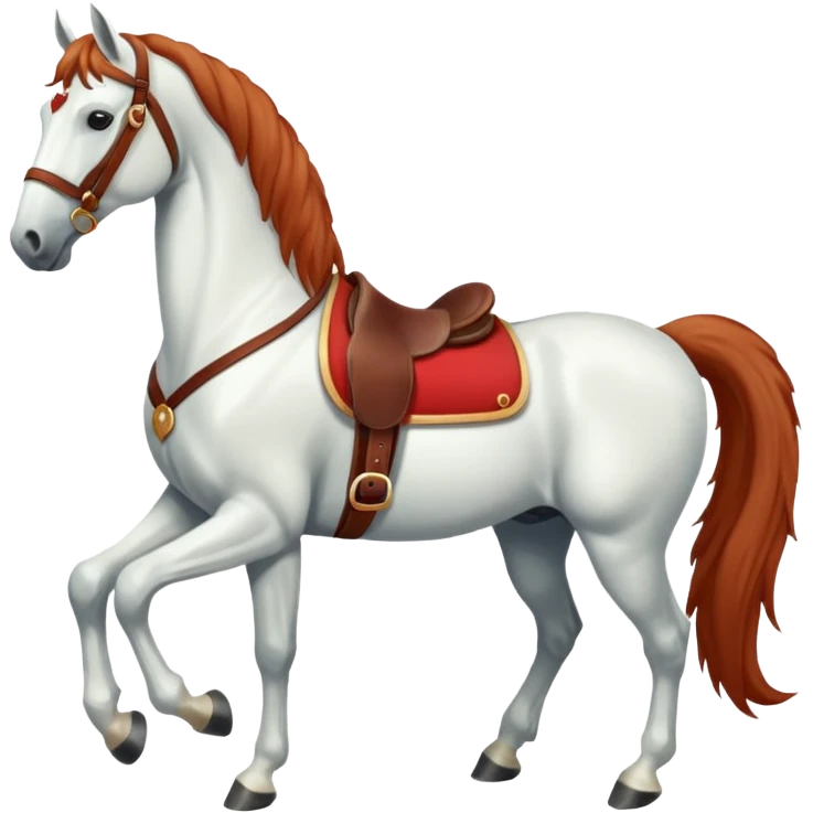 Christmas white horse with red saddle a full-length  emoji
