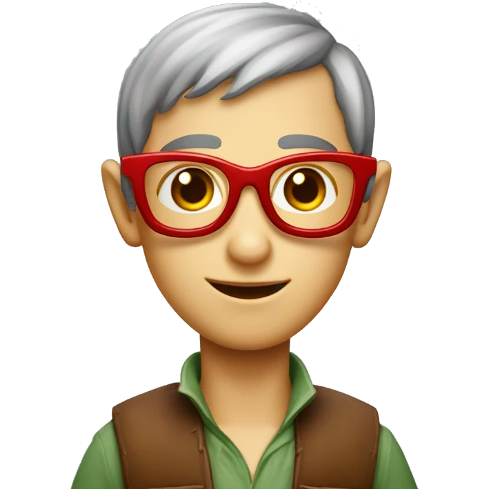Elfe avec cheuveu rouge et lunette carré emoji