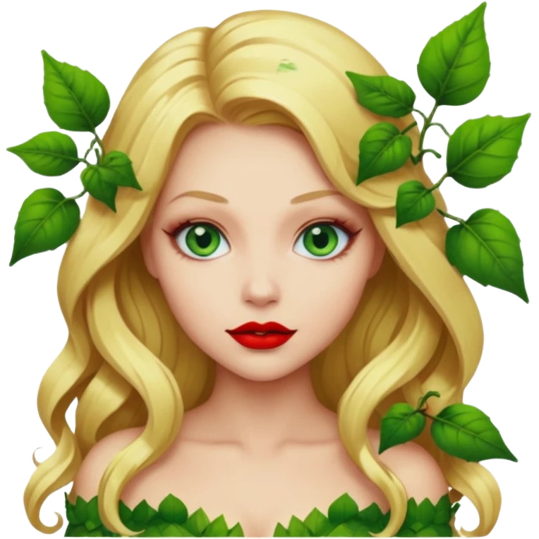 Poison ivy emoji with blonde hair and blue eyes to show she is beautiful and toxic emoji