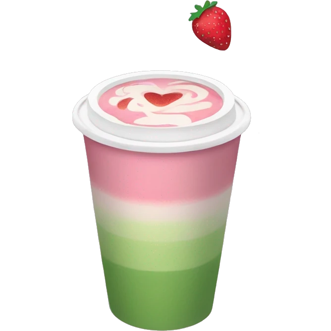 strawberry matcha latte, pink at the bottom, green on top, in a to go cup emoji