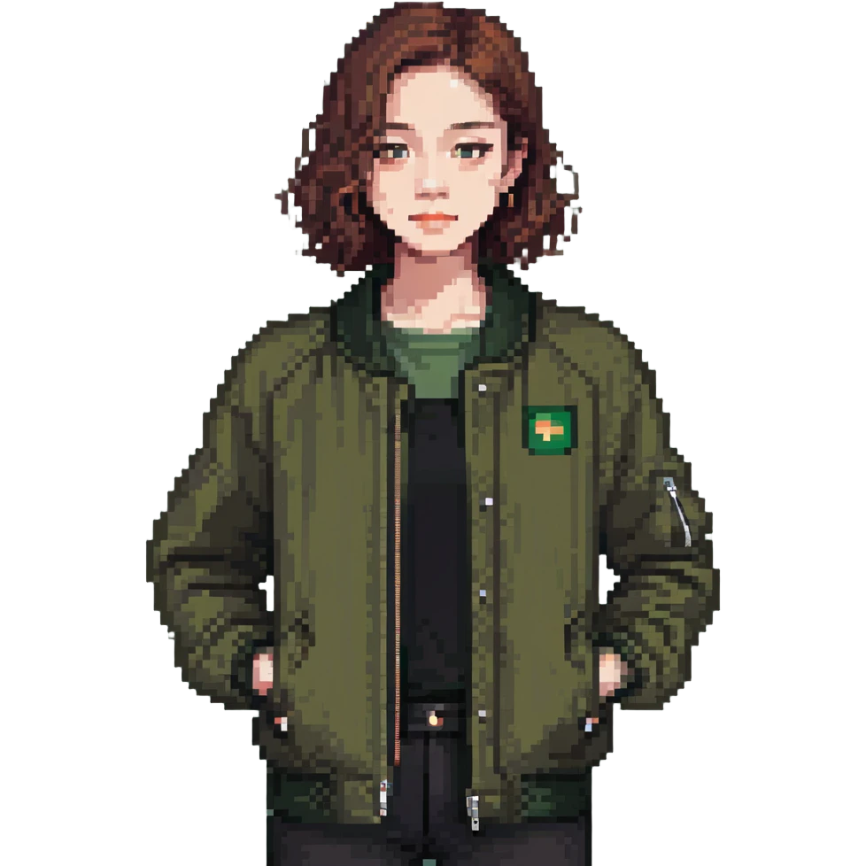 dark olive green jacket over a lighter green top emoji