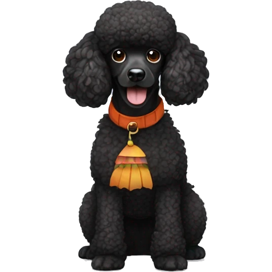 Black poodle dressed as a turkey emoji