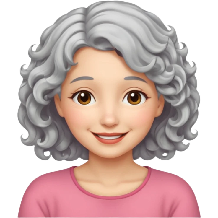 silver, wavy/curly hair chin-length lady giving hug and smiling emoji