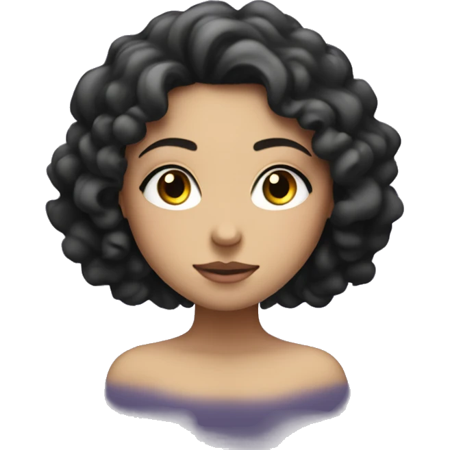 white girl with long and black curly hair with stars around and meditating with eyes closed emoji