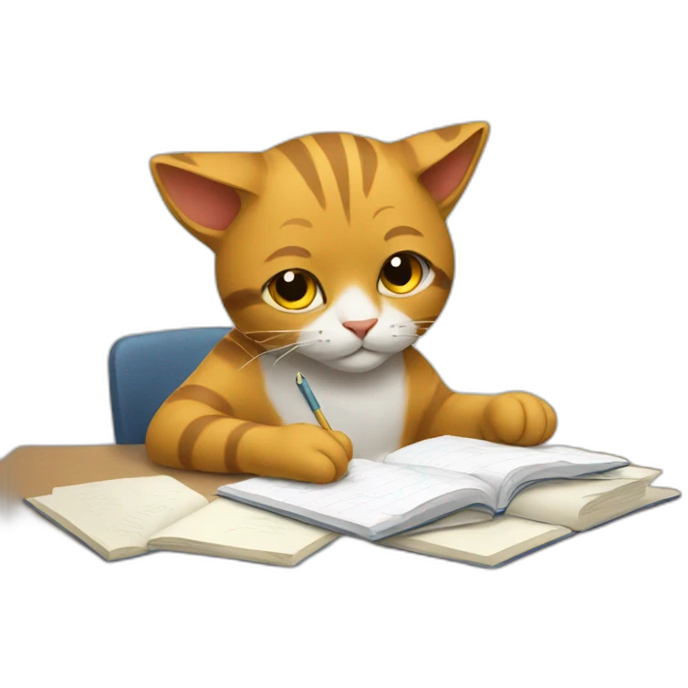 Cat doing homework emoji