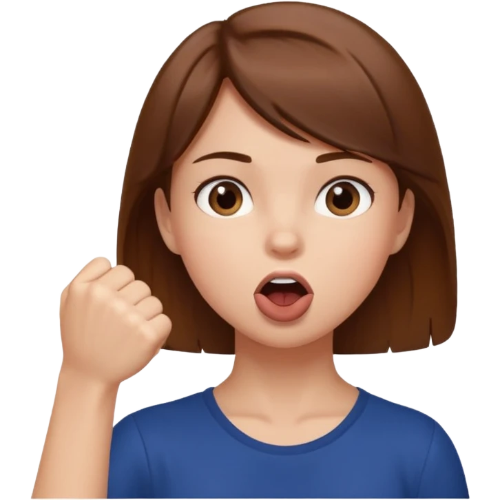 a girl with her fist in her mouth emoji