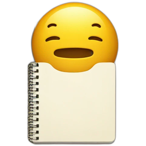 a notebook with arms and legs emoji