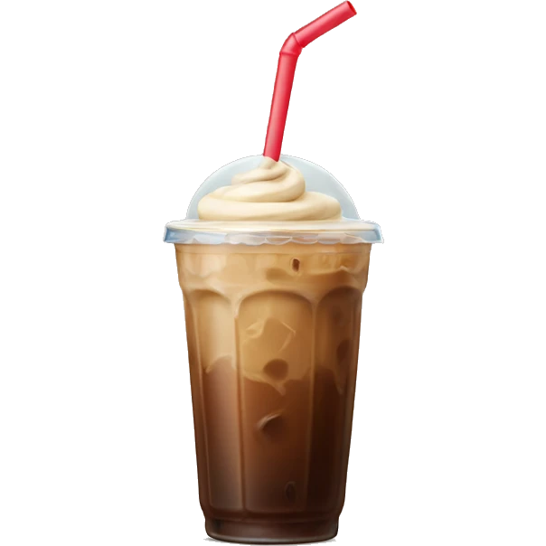 Iced coffee with a straw emoji