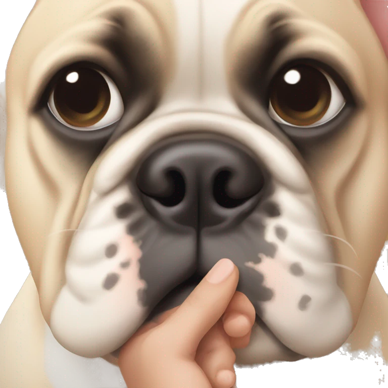 French bulldog holding nose impatient emoji