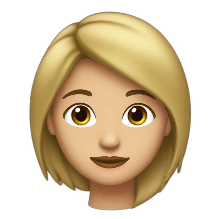 Chica blanca con cabello largo castaño liso y ojos verdes emoji