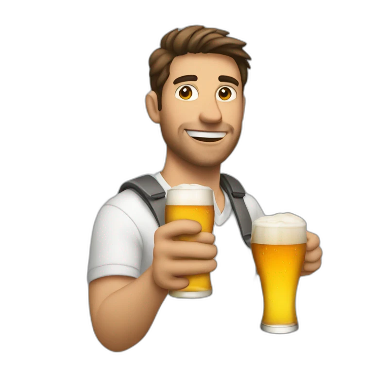 a guy holding a beer in his hand emoji