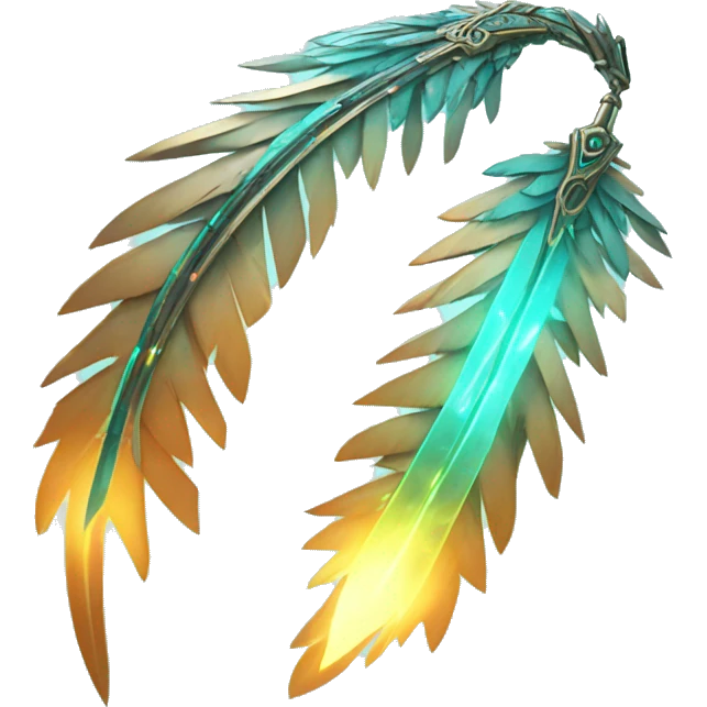 Cyber phoenix feather with aqua colored glowing circuitry emoji
