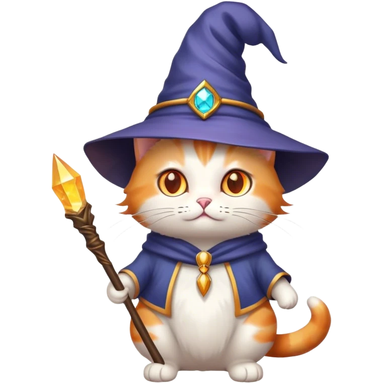 Cat with wizard hat and wand  emoji