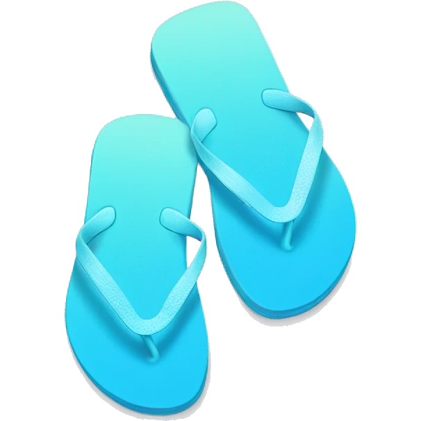 Realistic light blue gradient pair of summer flip flops isolated. emoji