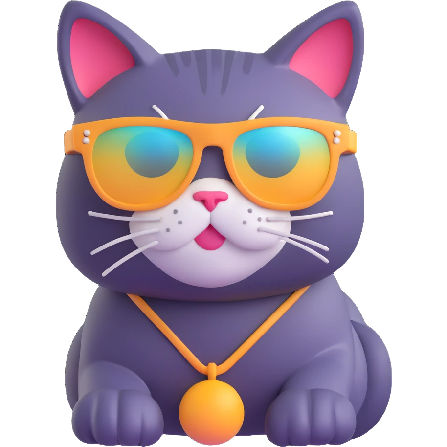 cat wearing sunglasses, vibrant and fun emoji