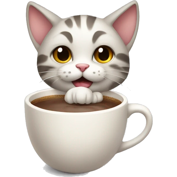 A cute cat drinking hot coco emoji